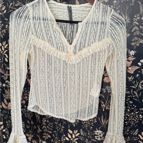 Anthropologie Cream Sheer Blouse - Picture 1 of 3